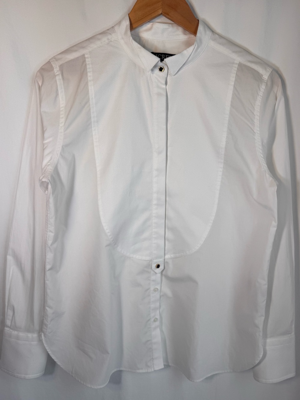 J.Crew Jules Classic Fit White Tuxedo Shirt – Size 6